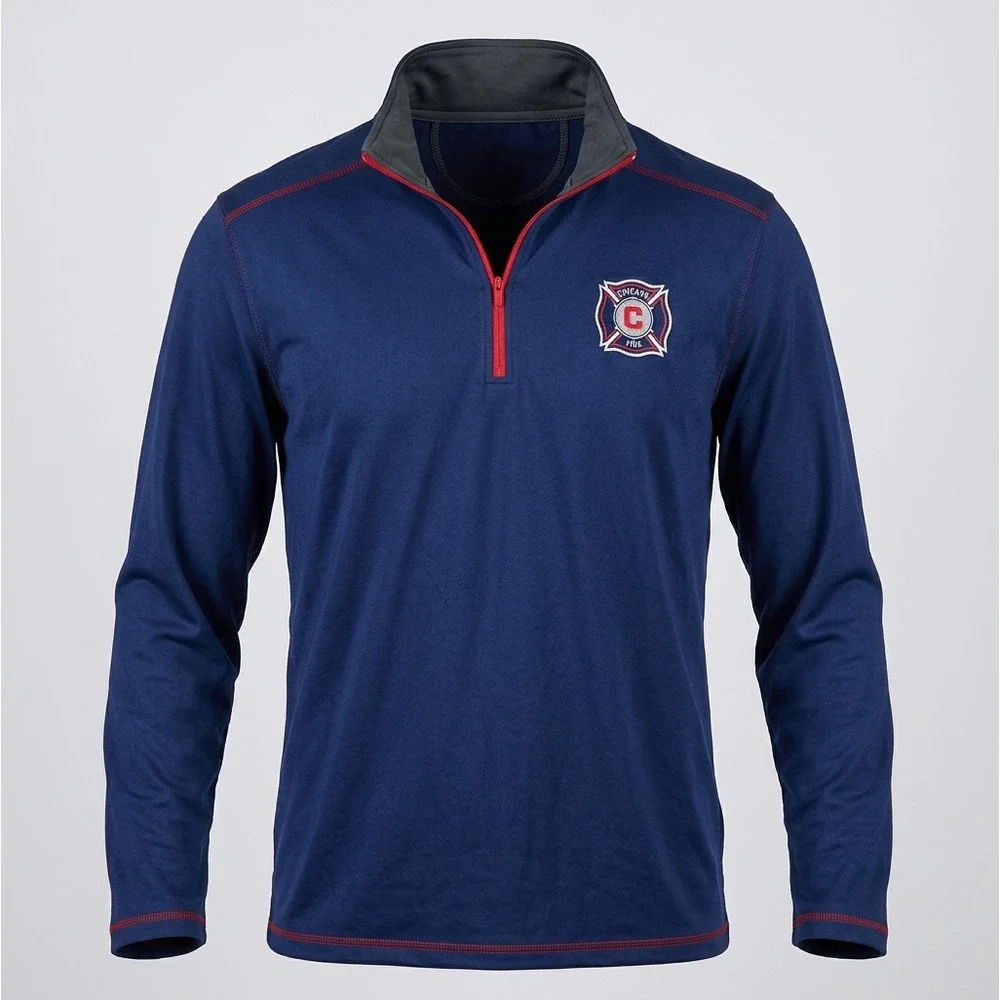 Adidas Chicago Fire Quarter Zip Mens Large Blue MLS Soccer Pullover Jacket NWT